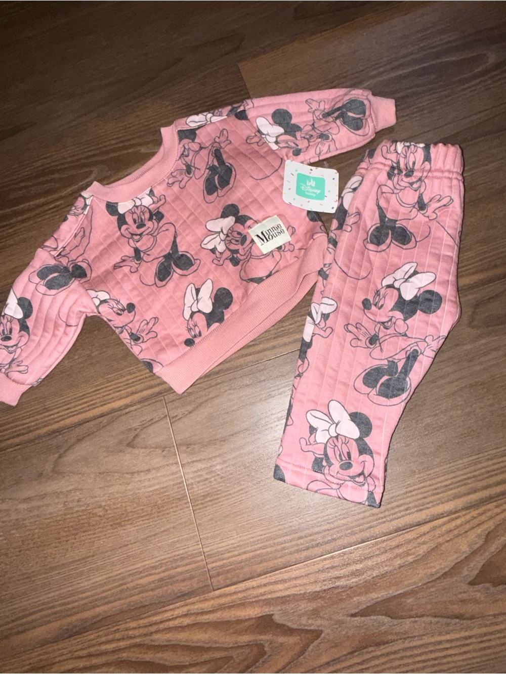 Disney Pink Minnie Mouse Quilted Two-Piece Pajama Set